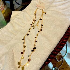 Candies doubled gold tone, circle necklace